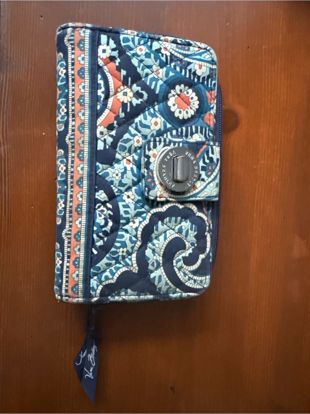 Vera Bradley Navy Multi Quilted Zip-Around Wristlet Wallet